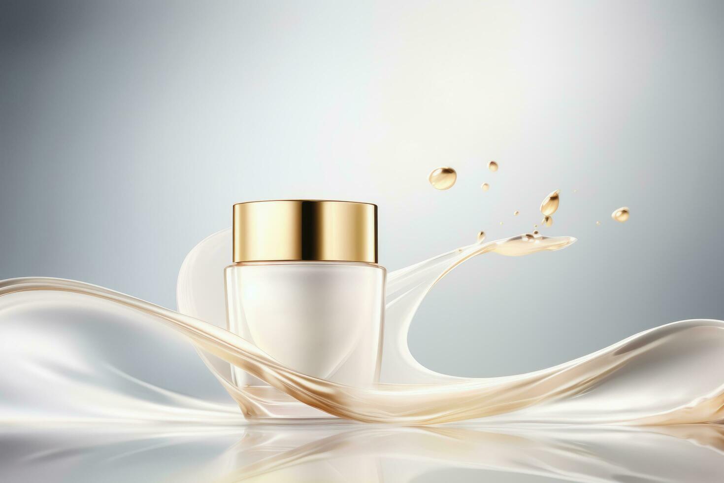 Skin care product and white bottles on luxury style background, Generative ai. photo