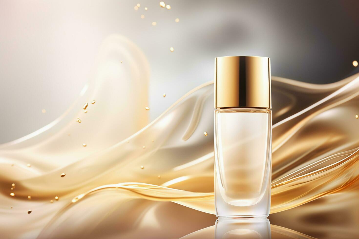 Skin care product and white bottles on luxury style background, Generative ai. photo
