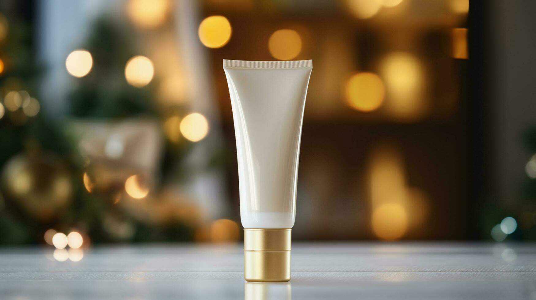Skin care product and white bottles on bokeh background, Generative ai. photo