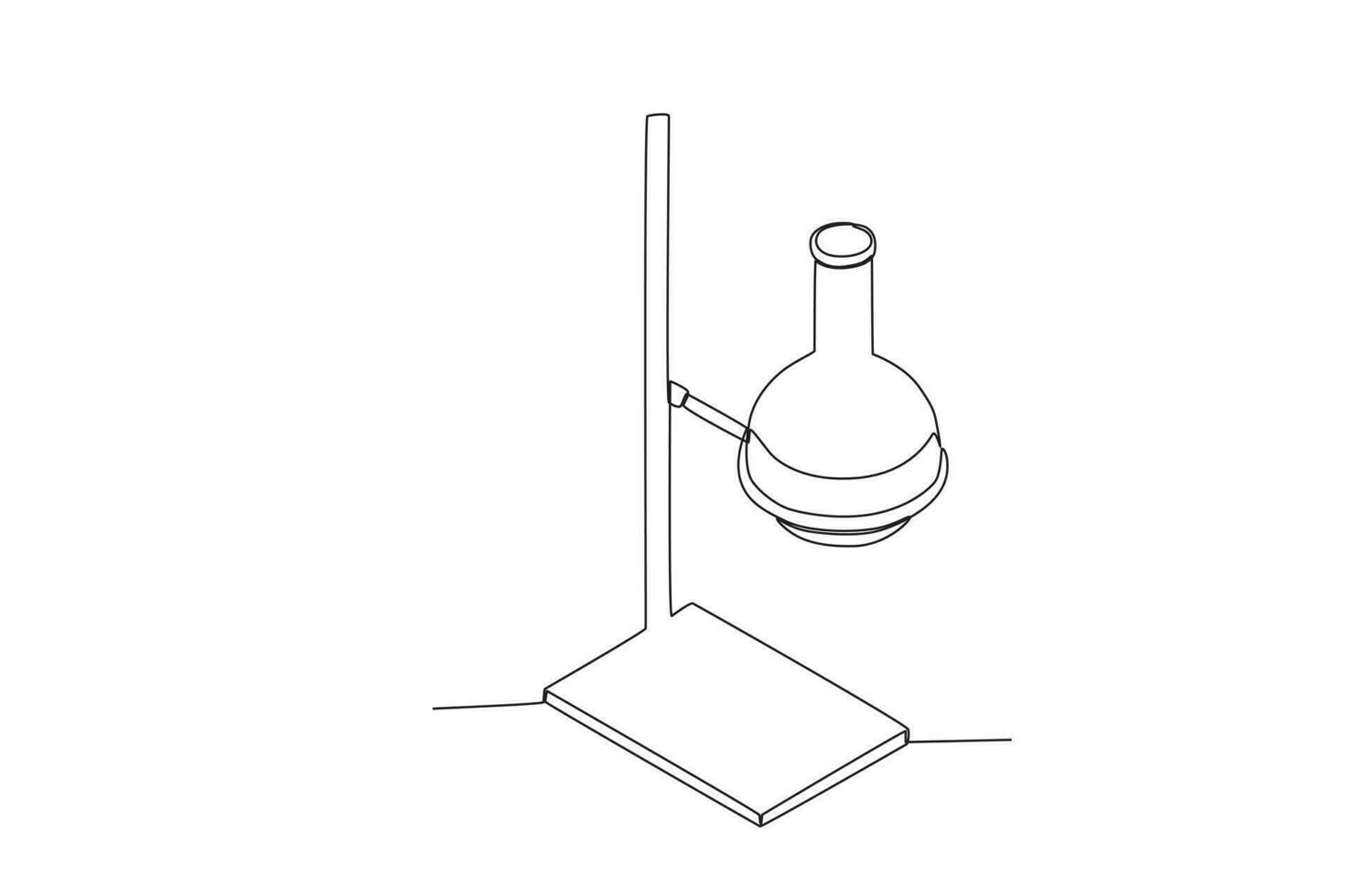 Top view of a volumetric flask in the clamp vector