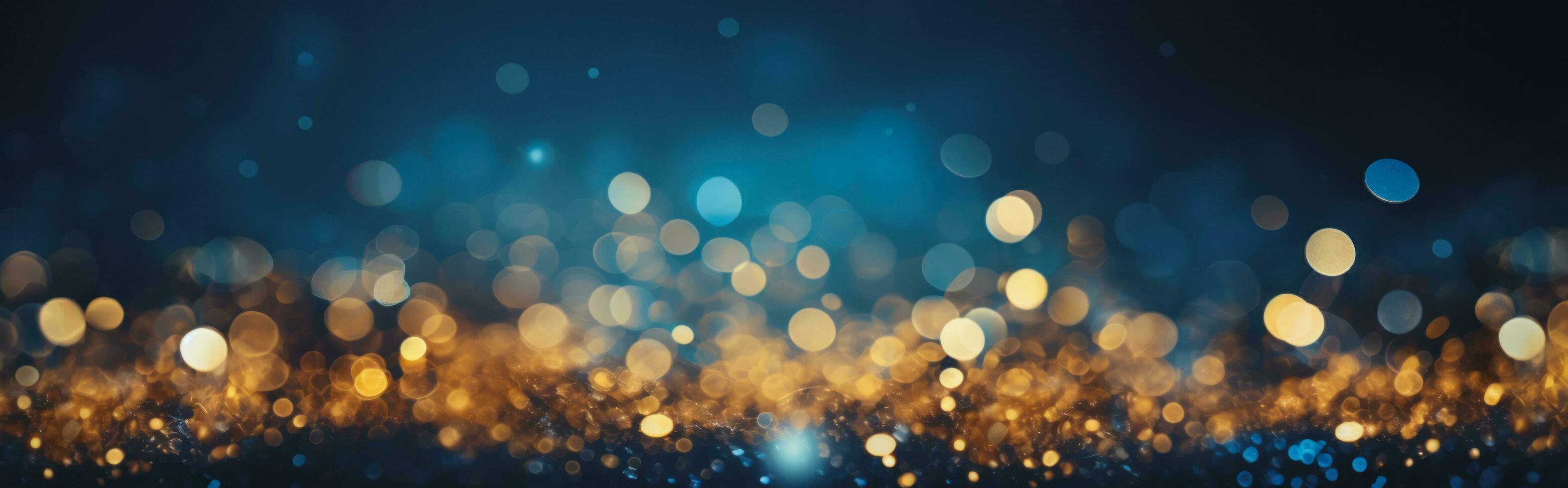 Bokeh background and golden light mist, blue with turquoise wallpaper, by AI Generative. photo