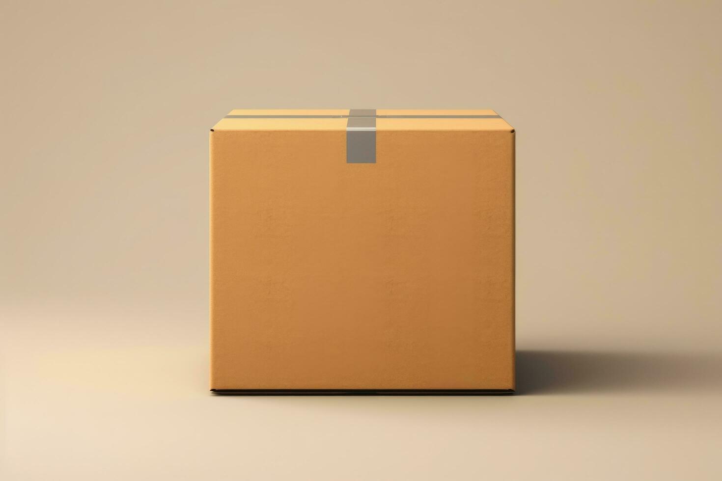 Brown cardboard box package on white background, Generative ai. photo