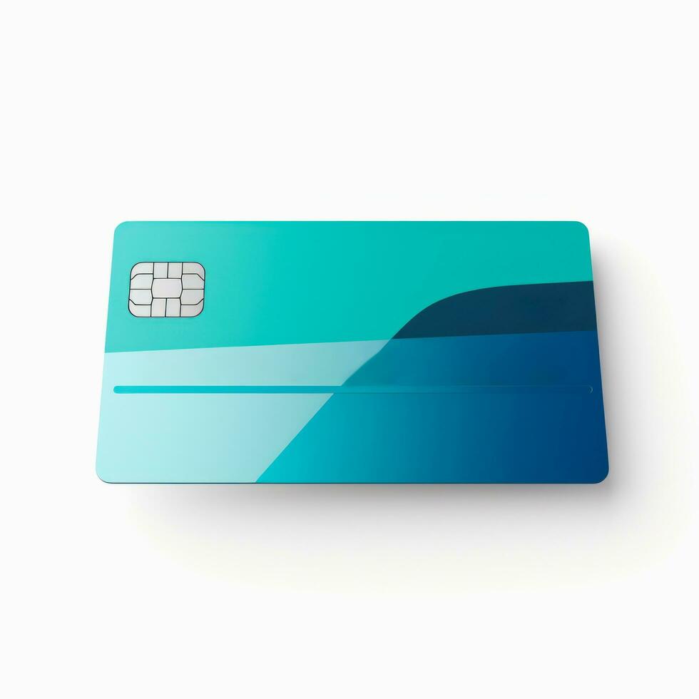 Blue credit card on white background, by AI Generative. photo