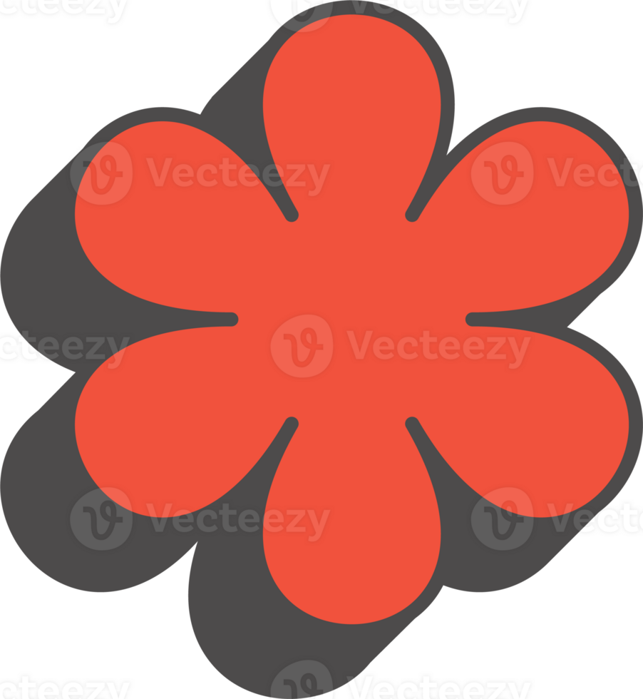 Abstract geometric element. Neobrutalism graphic shape. Minimal groovy Y2k retro sticker. Retro flower and star png