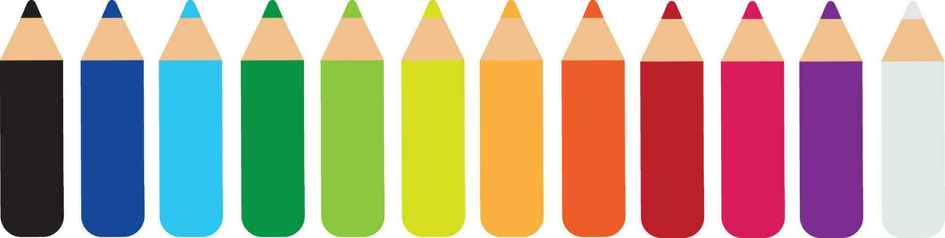 Crayons, small collection of loosely arranged colored pencils, vector isolated on white background.