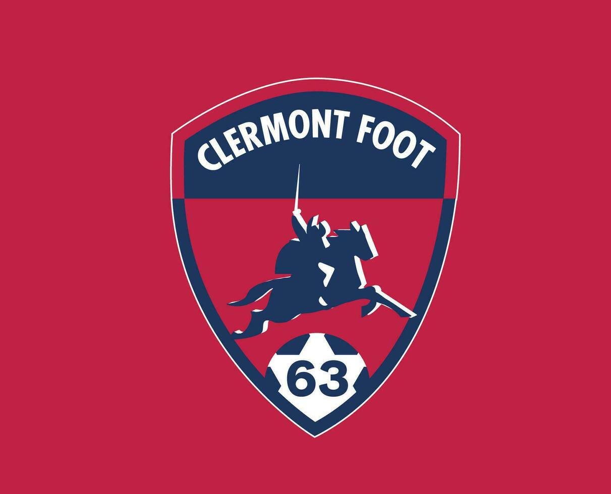 Clermont Foot Club Logo Symbol Ligue 1 Football French Abstract Design Vector Illustration With Red Background