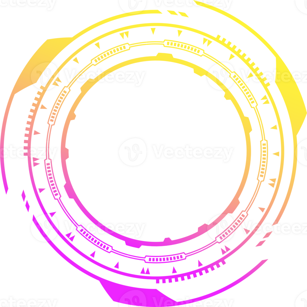 HUD futuristic element. Abstract optical neon aim. Circle geometric shape for virtual interface and games. Camera viewfinder for sniper weapon. png