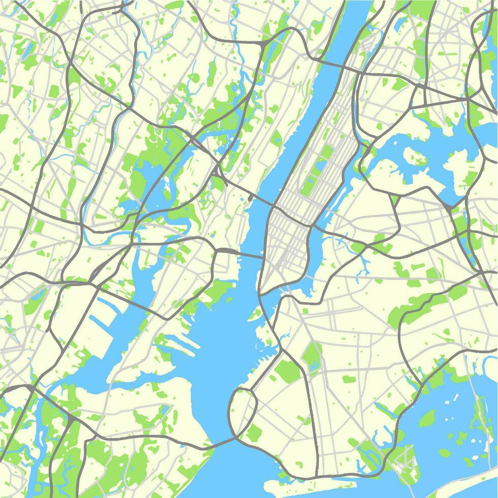 Urban city map of New York City, USA. Vector