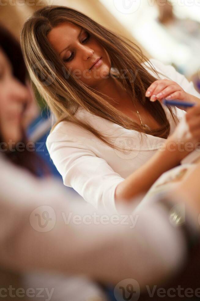 Serious businesswoman in a meeting photo