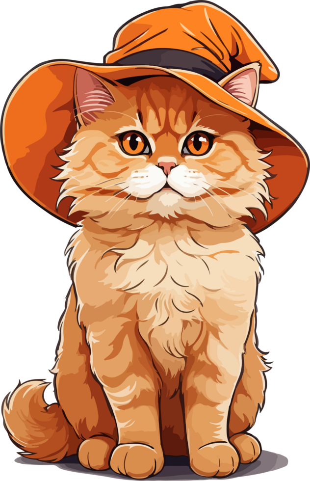 Cute Persian Cat with Halloween Hat PNG Image AI Generative