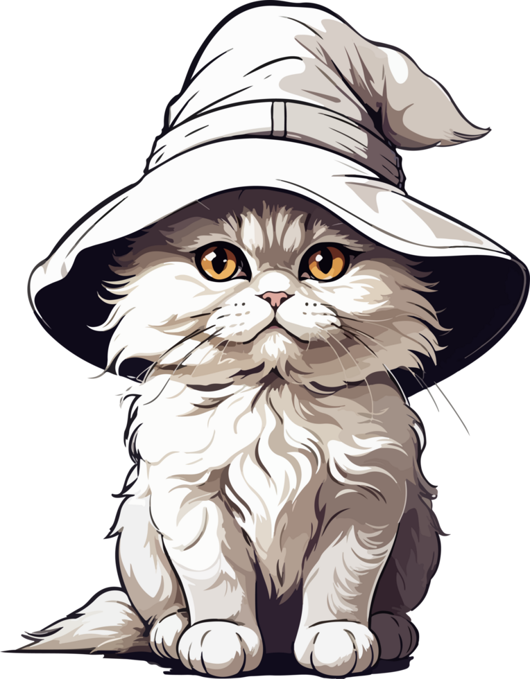 Cute Persian Cat with Halloween Hat Illustration with AI Generative png