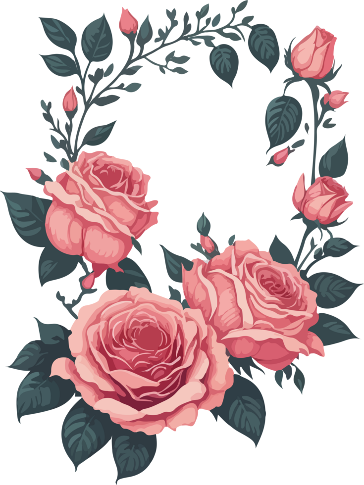 Pink Rose Clip Art Illustration AI Generative png