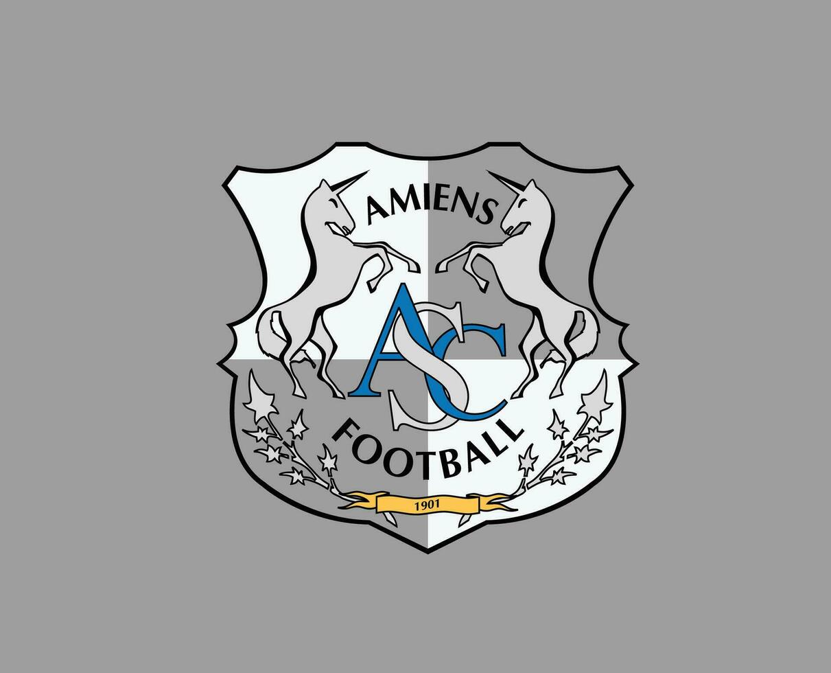 Amiens Club Logo Symbol Ligue 1 Football French Abstract Design Vector Illustration With Gary Background