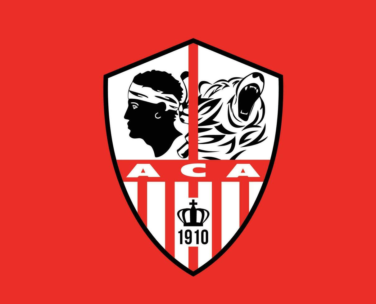 ajaccio club símbolo logo liga 1 fútbol americano francés resumen diseño vector ilustración con rojo antecedentes