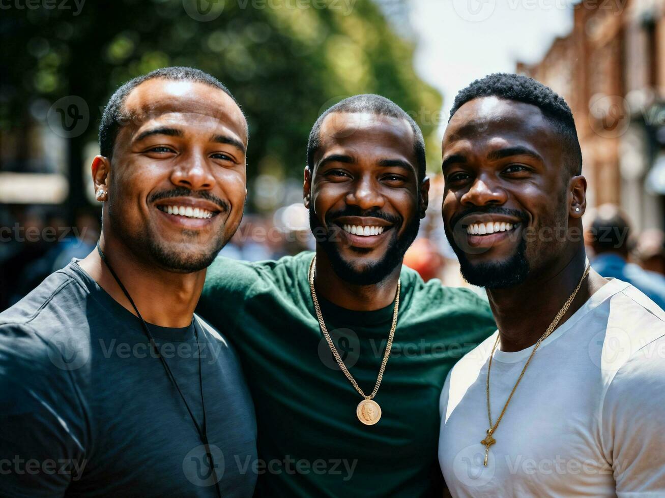photo of group happy black strong man, generative AI