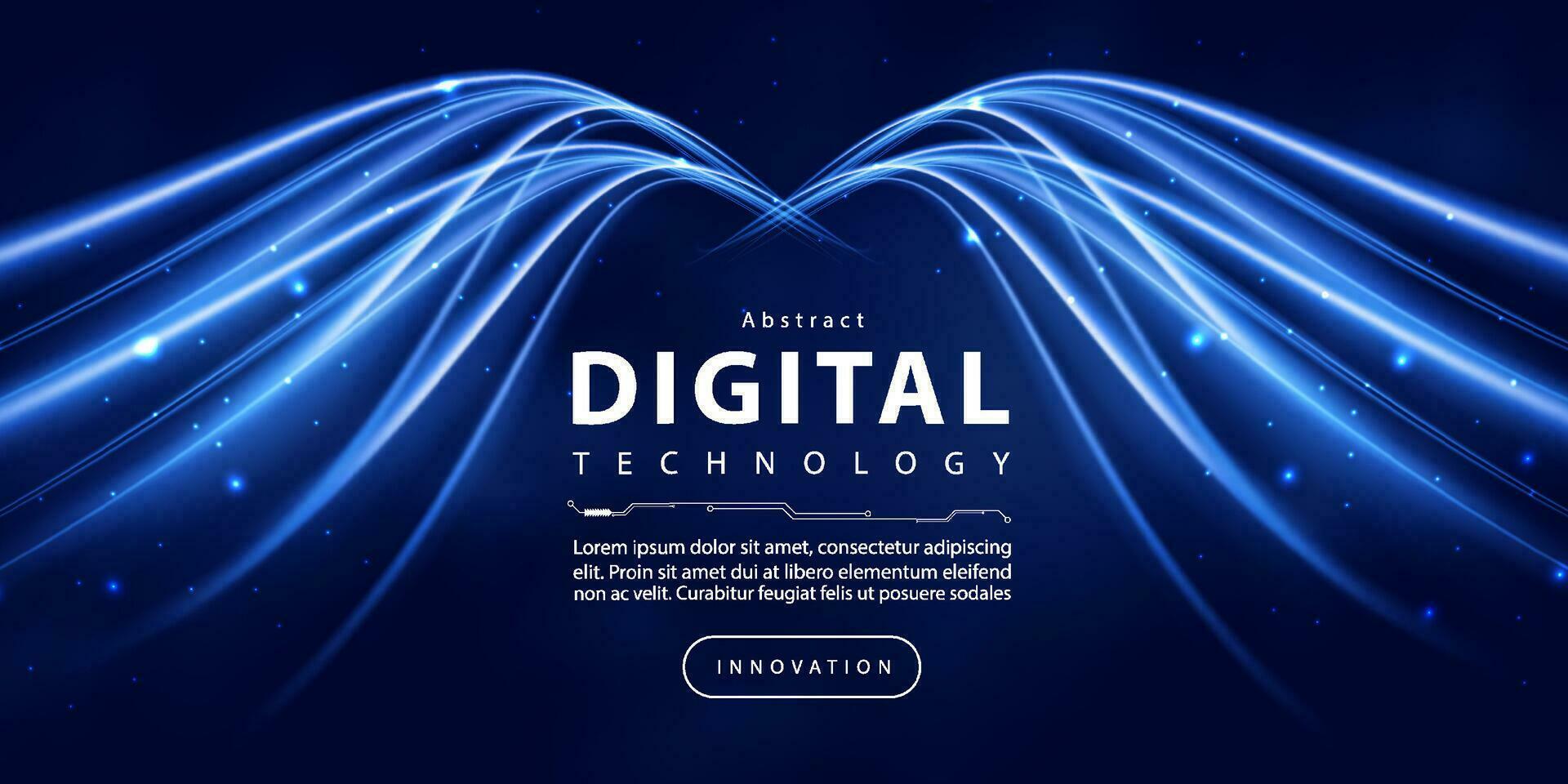 Digital technology internet network speed connection blue background, cyber nano information, abstract science communication, innovation futuristic tech data, Ai big data, lines dots illustration vector