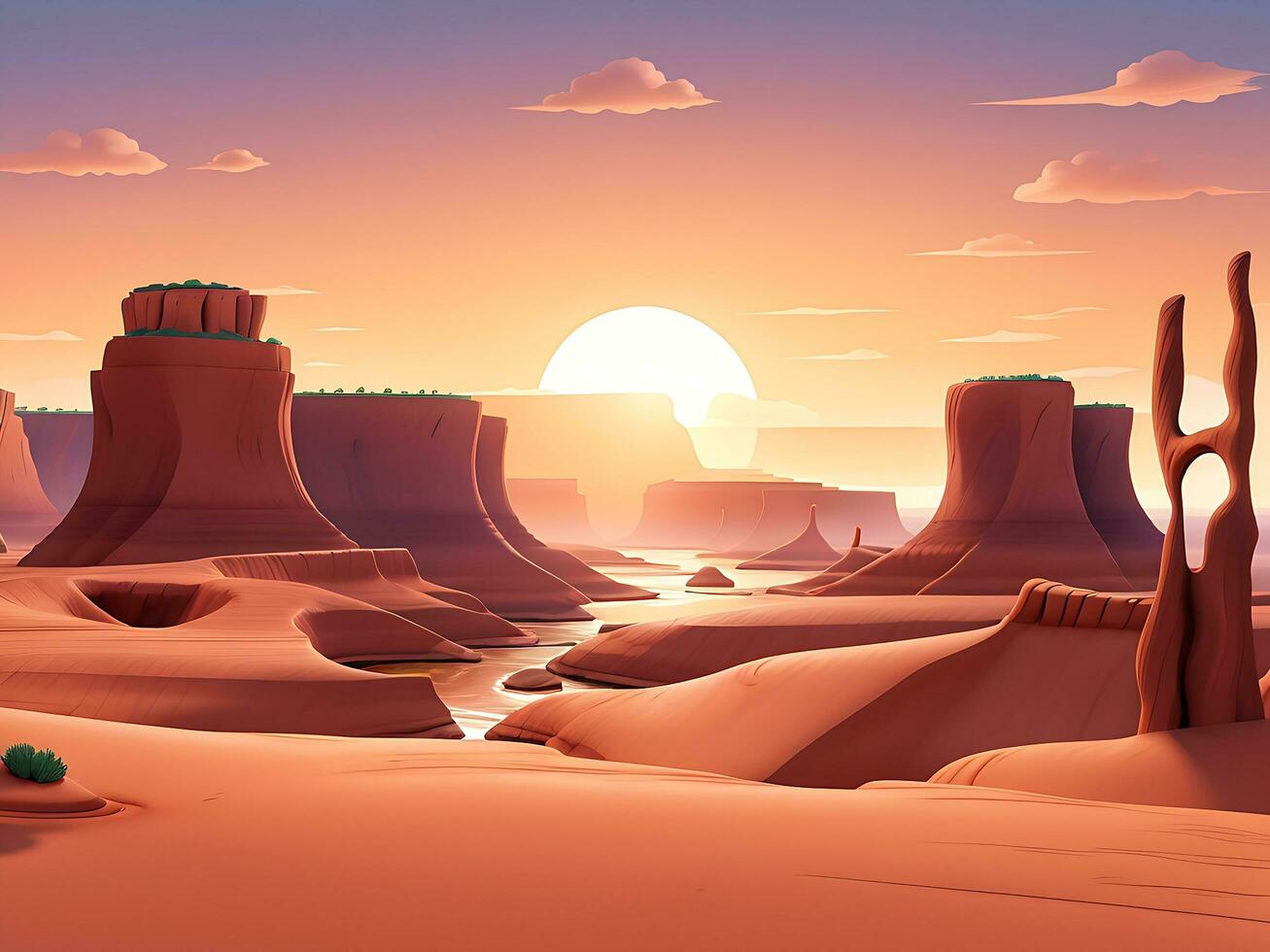 Vector seamless desert horizontal landscape. ai generated photo