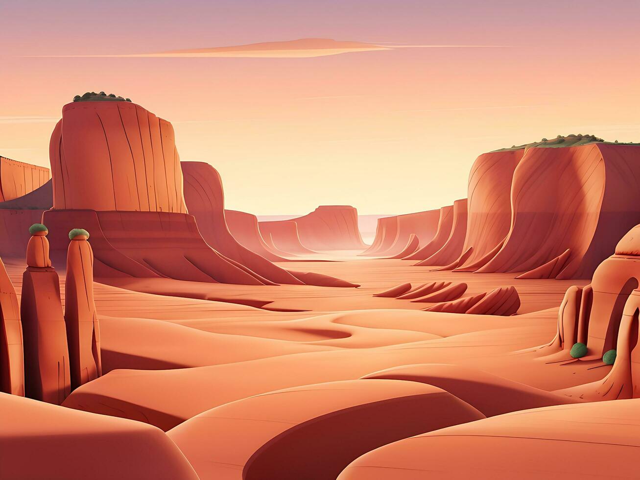 Vector seamless desert horizontal landscape. ai generated photo