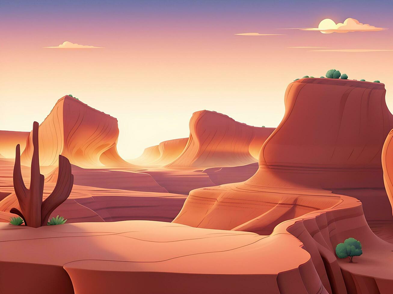 Vector seamless desert horizontal landscape. ai generated photo