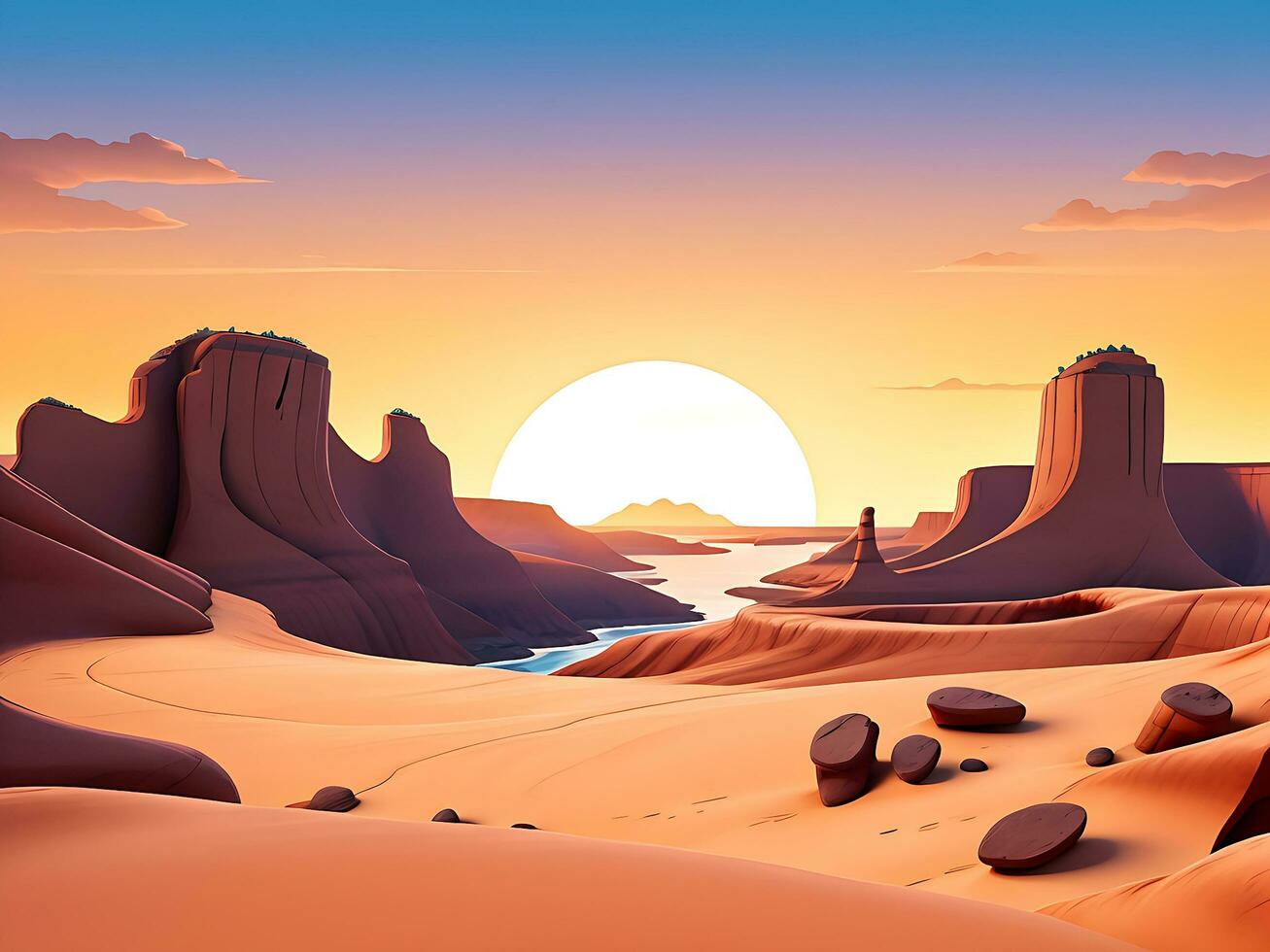 Vector seamless desert horizontal landscape. ai generated photo