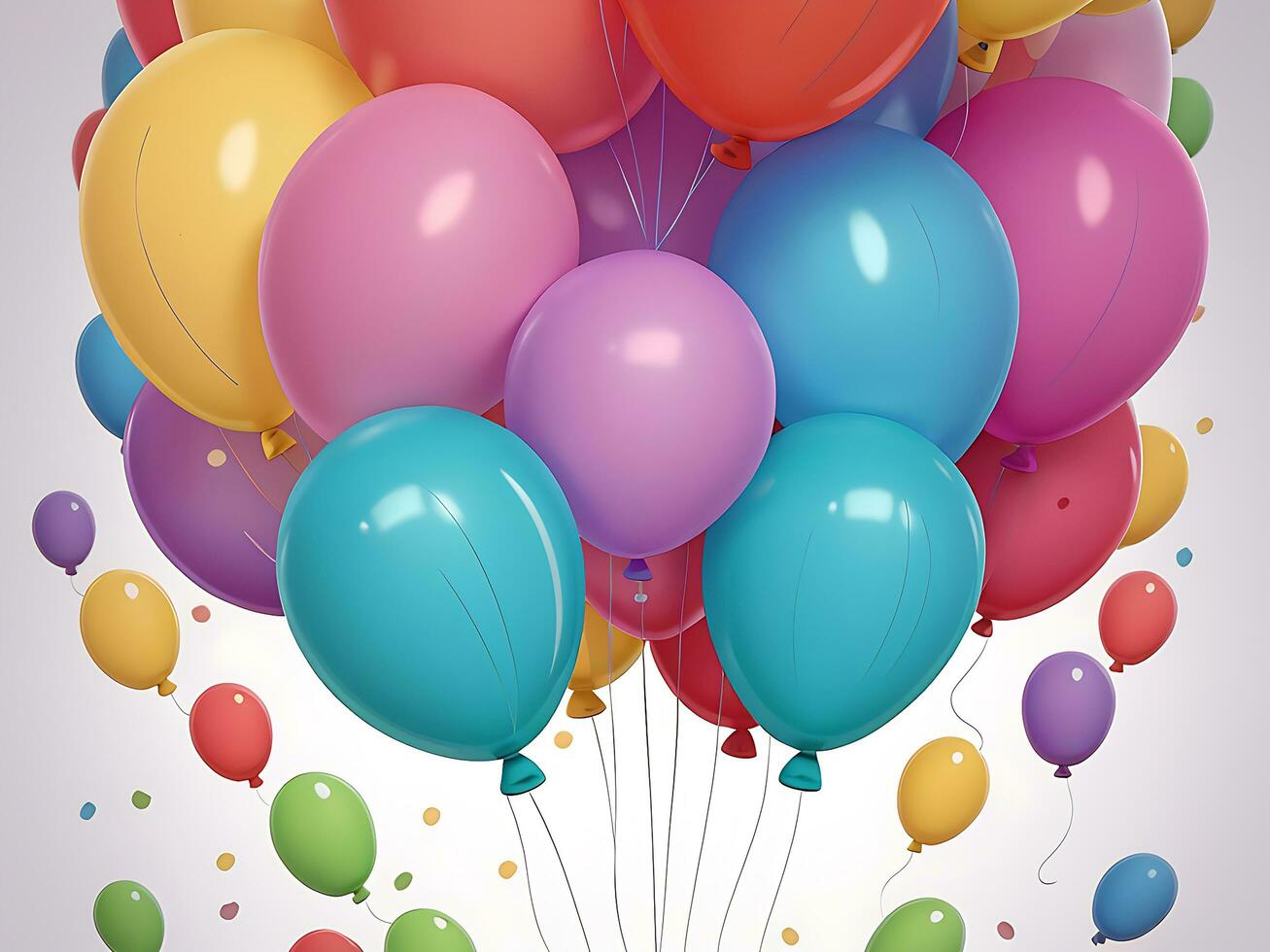 Bunch of colorful balloons on background, ai generated photo
