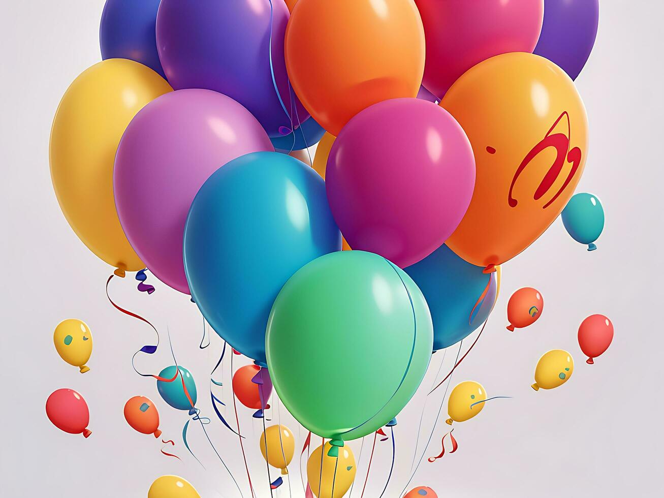 Bunch of colorful balloons on background, ai generated photo