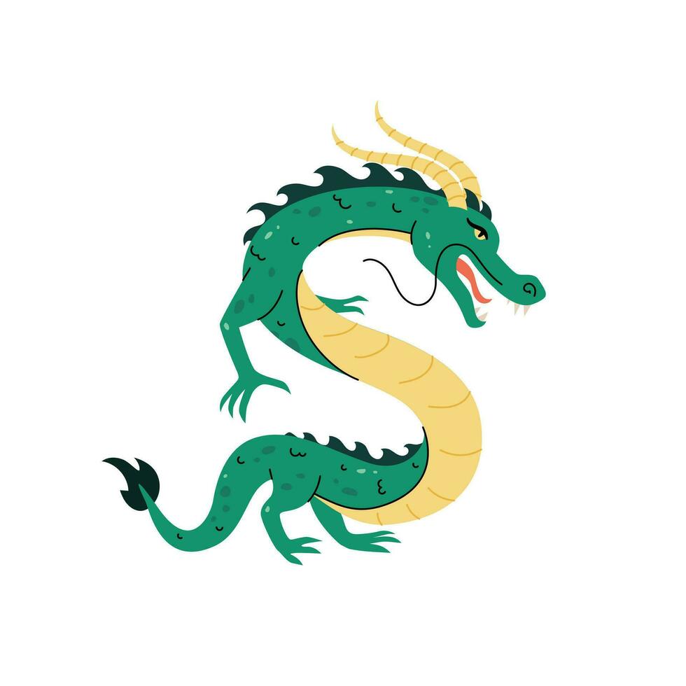 Year of Dragon. Chinese. Green Dragon Vector Illustration