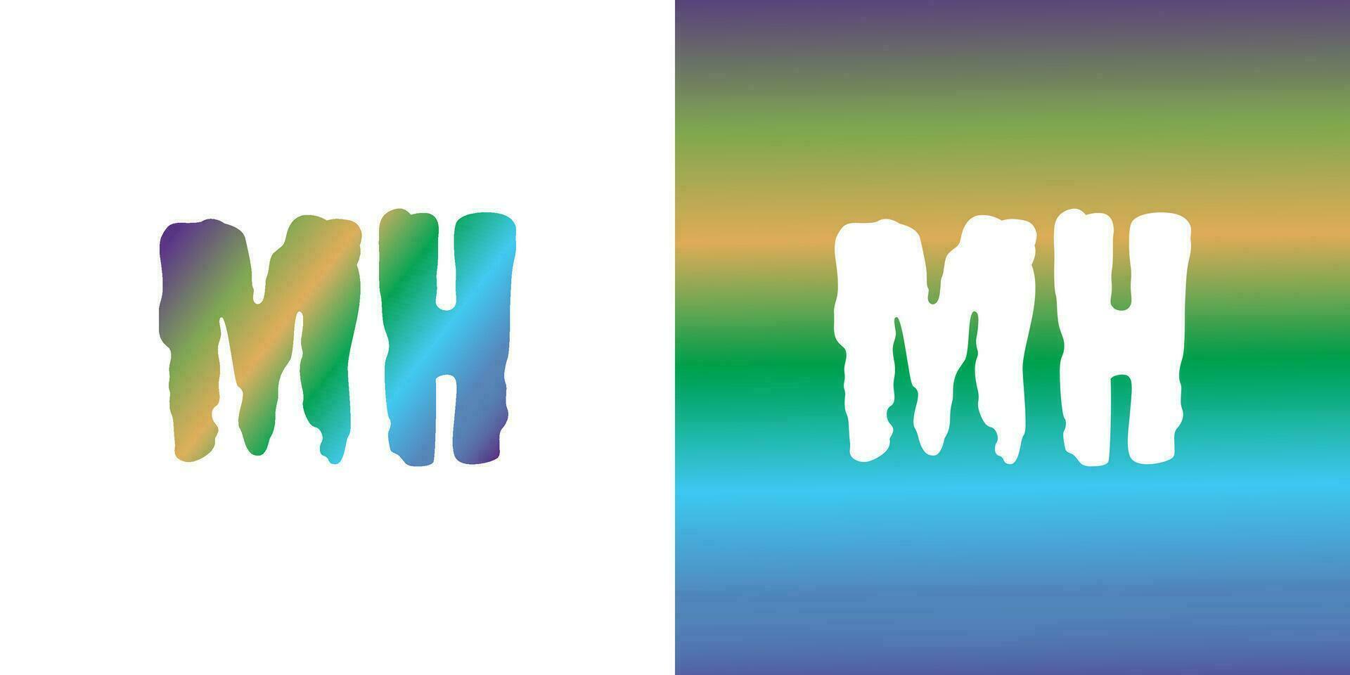 Initial Letter MH Logo with Blue,Green,Orange,purple Gradient. MH Logo Design Template vector