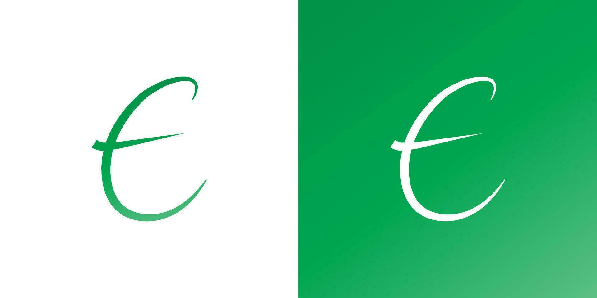 Letter E Logo with Hand Drawn Style in  Green Gradient vector