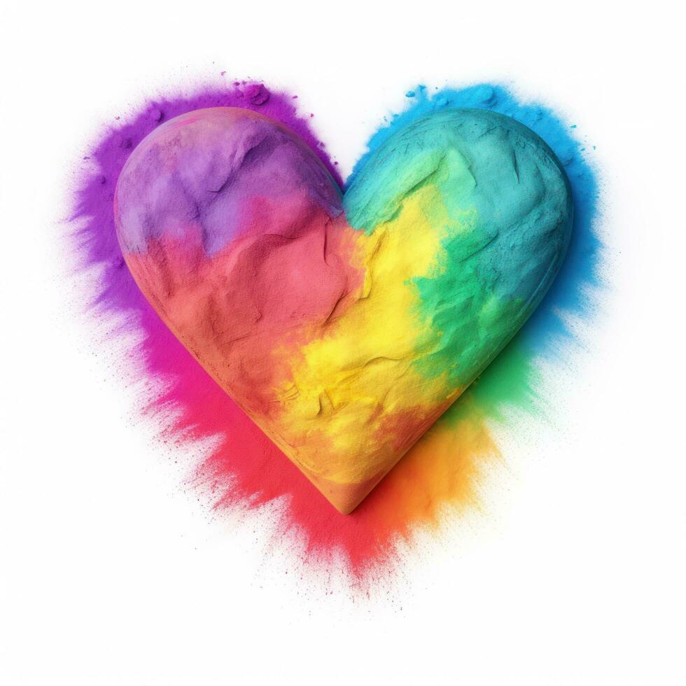 Heart from rainbow powder isolated photo