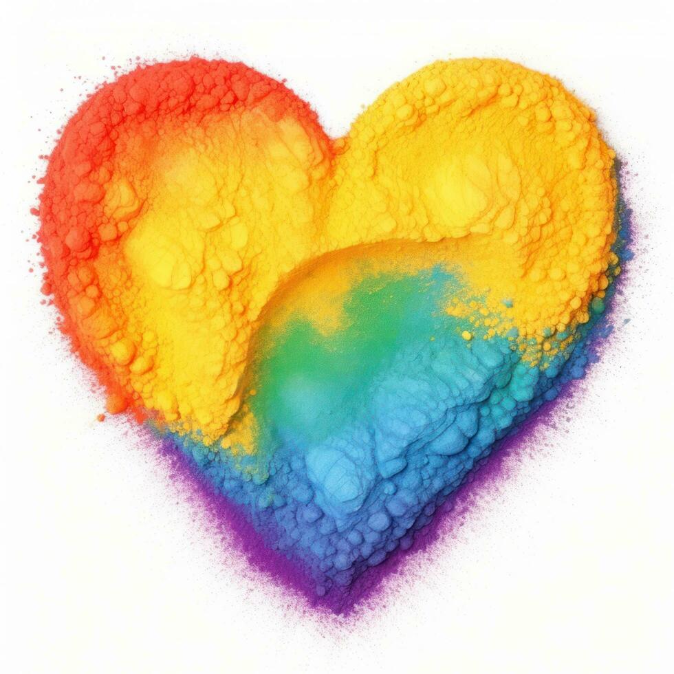 Heart from rainbow powder isolated photo