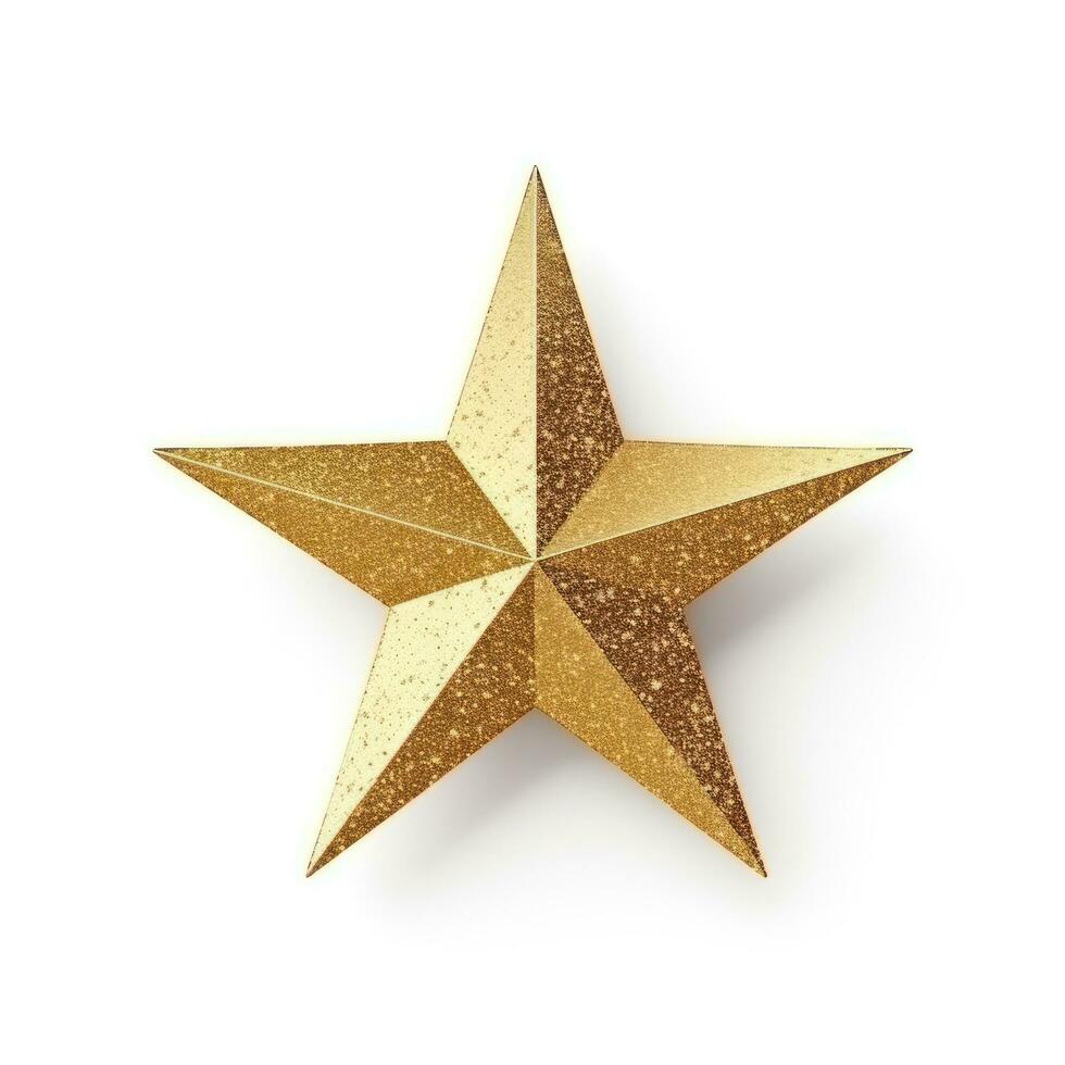 Golden glitter star isolated photo