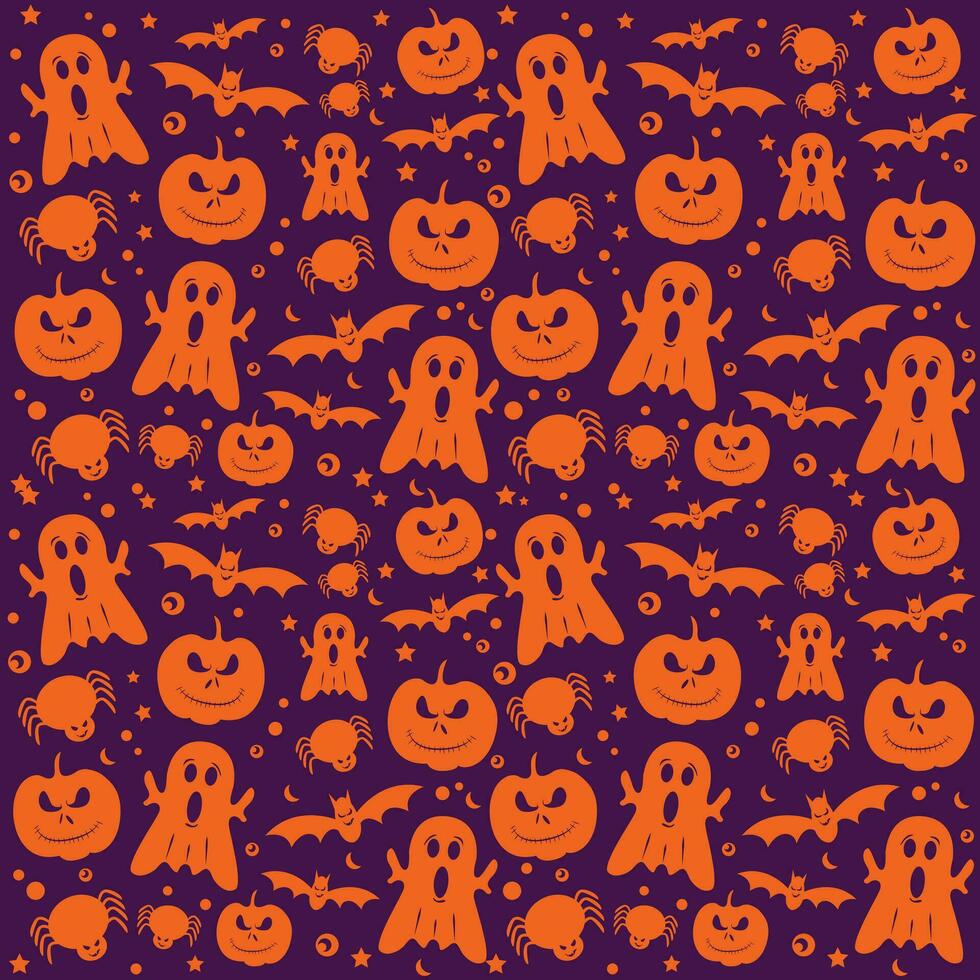 Vector halloween pattern. purple orange