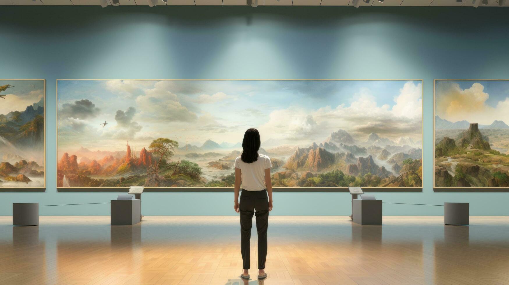 Woman at the art gallery photo