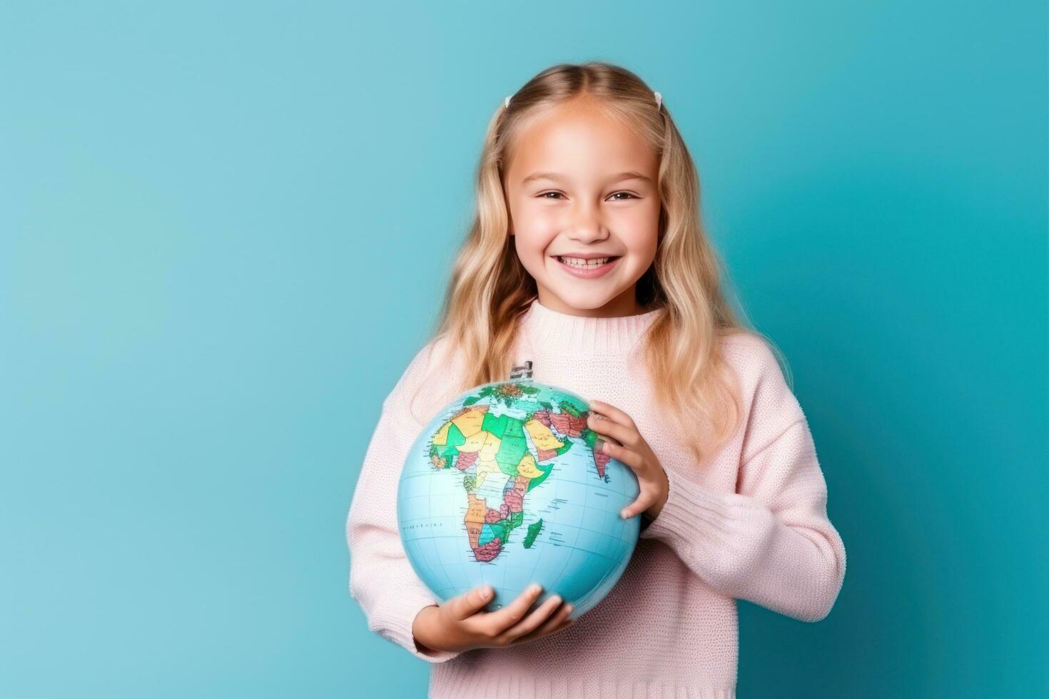 colegio niña con globo en manos foto