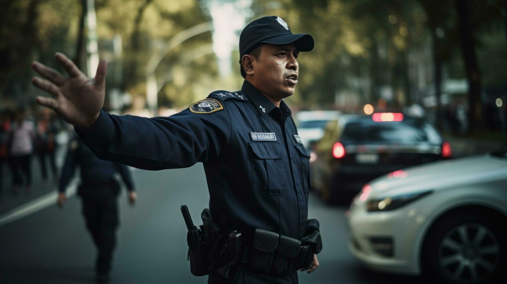 Police officer on the street photo