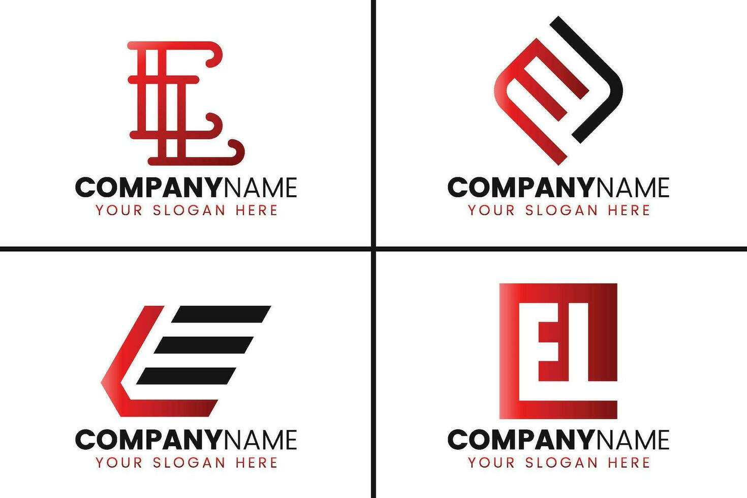 Creative monogram letter el logo design collection vector