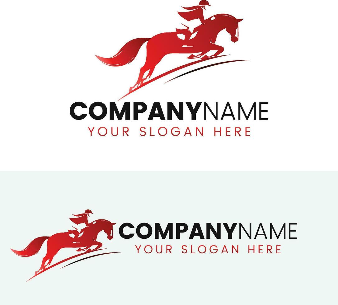 Horse competition logo. Running horse with horse rider vector