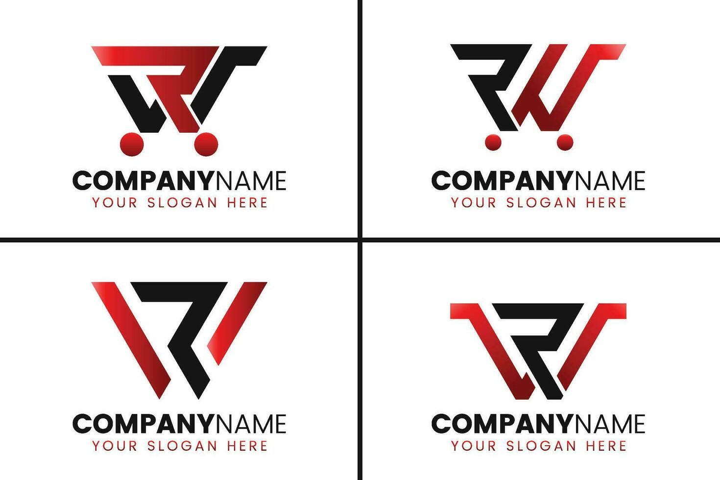 Creative monogram letter rw logo design collection vector
