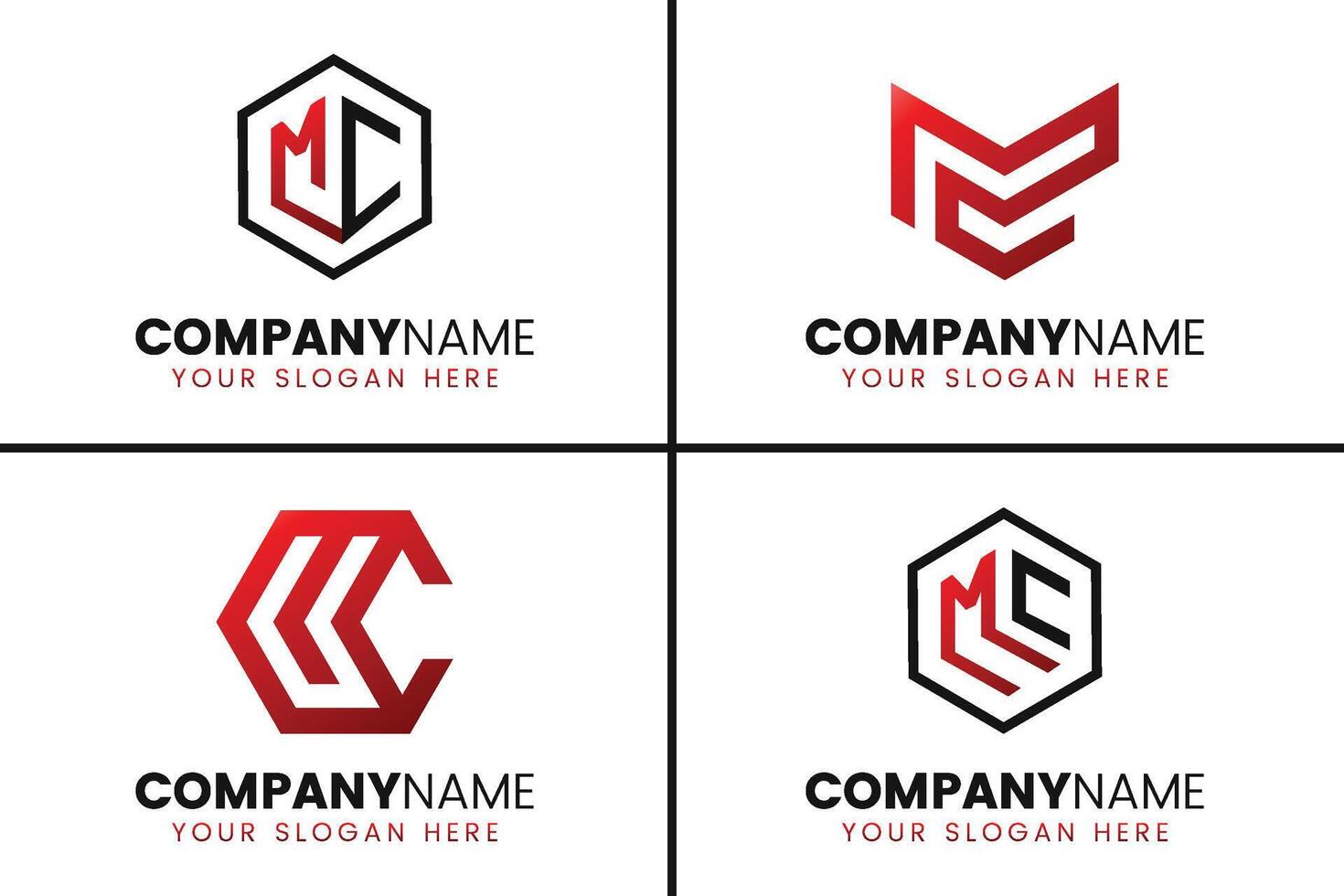 Creative monogram letter mc logo design collection vector