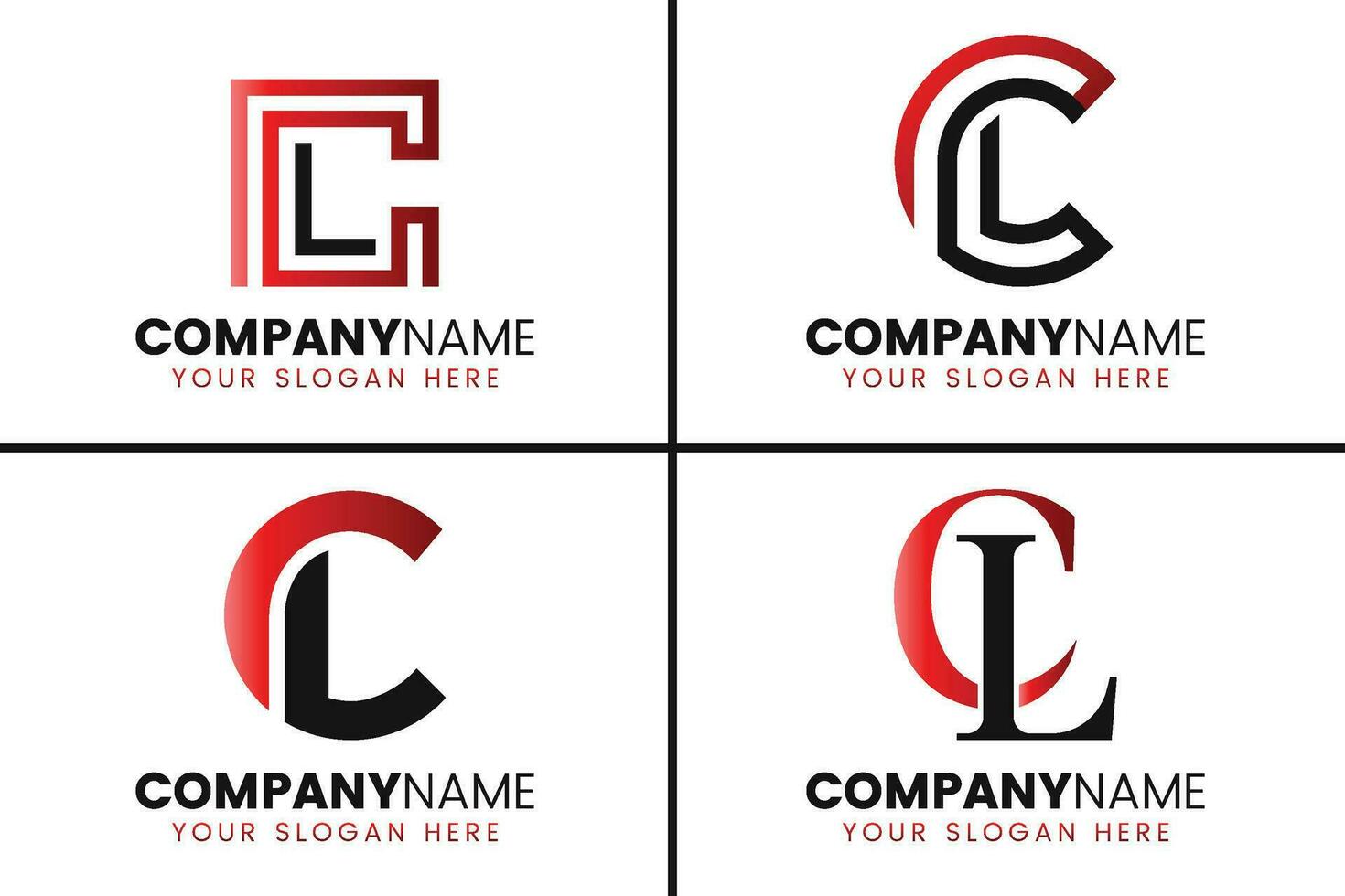 Creative monogram letter cl logo design collection vector