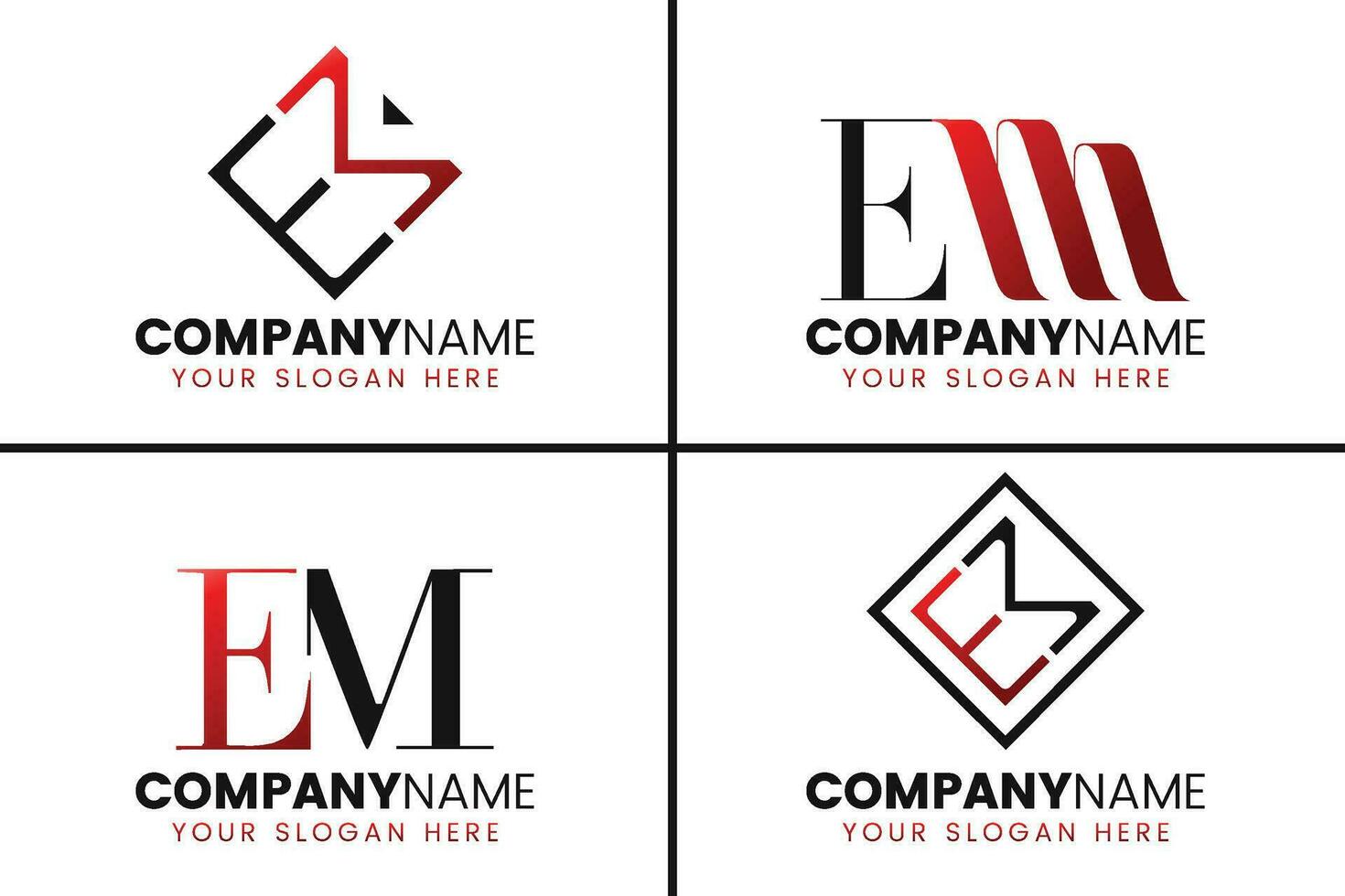 Creative monogram letter em logo design collection vector