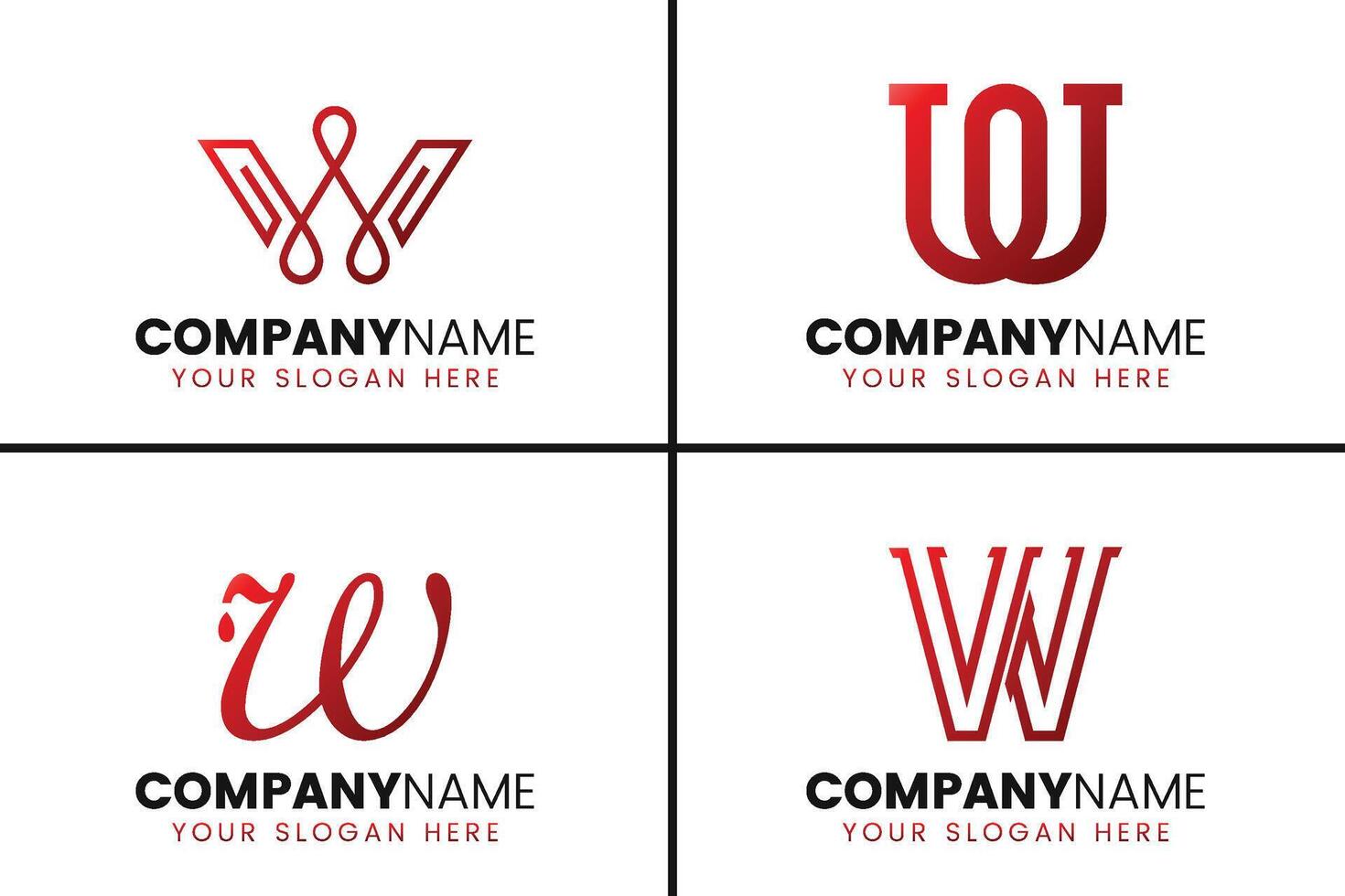 Creative monogram letter w logo design collection vector