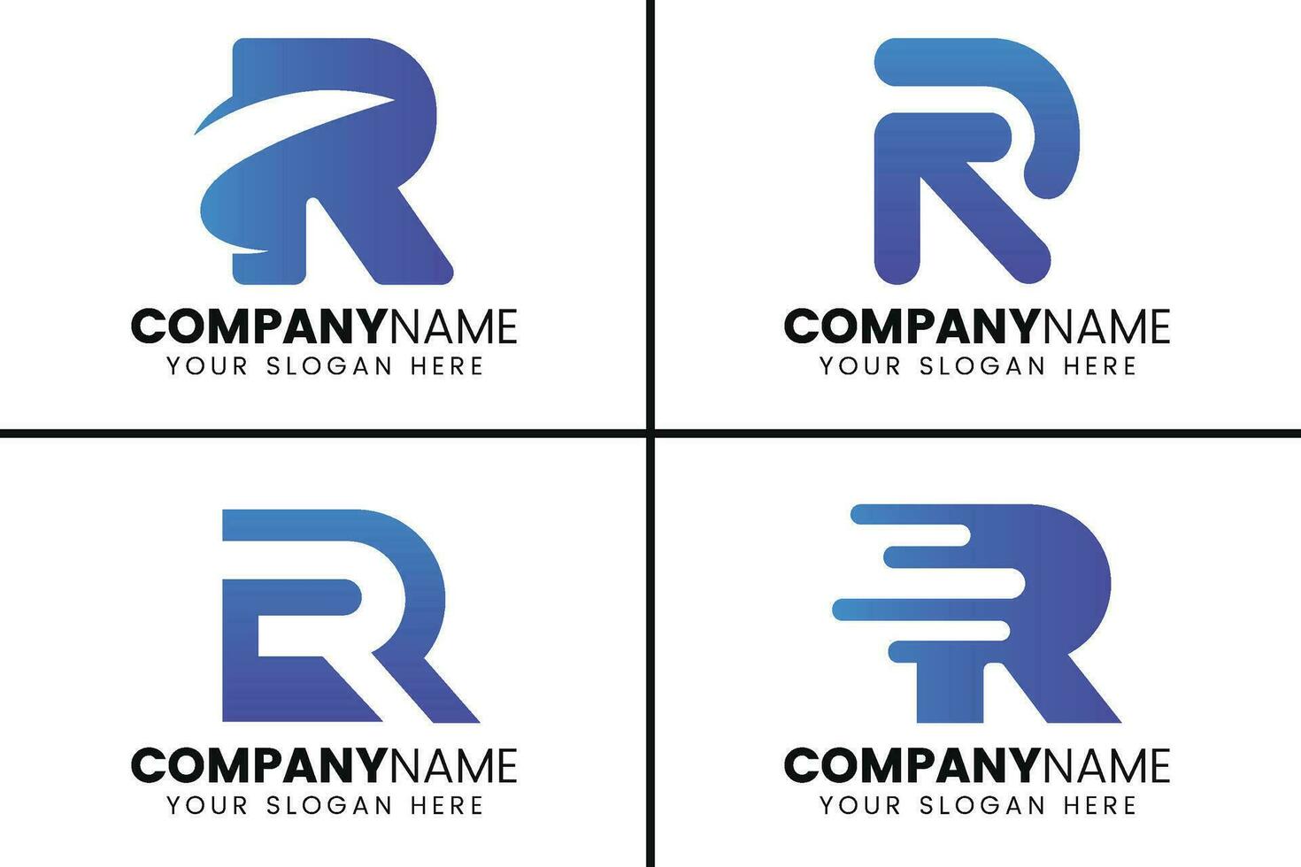 Creative monogram letter R logo design collection vector
