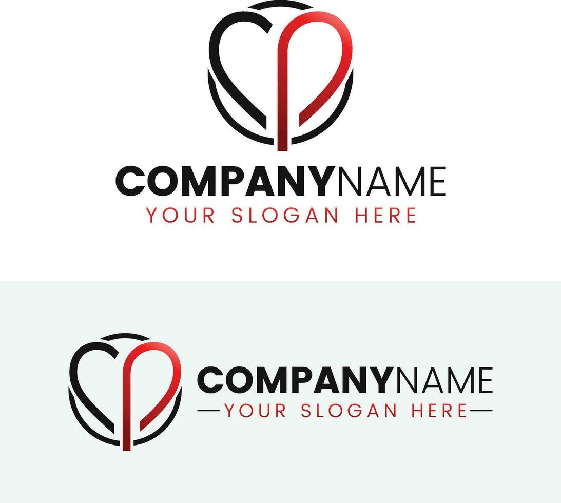 Creative monogram letter cp logo design vector