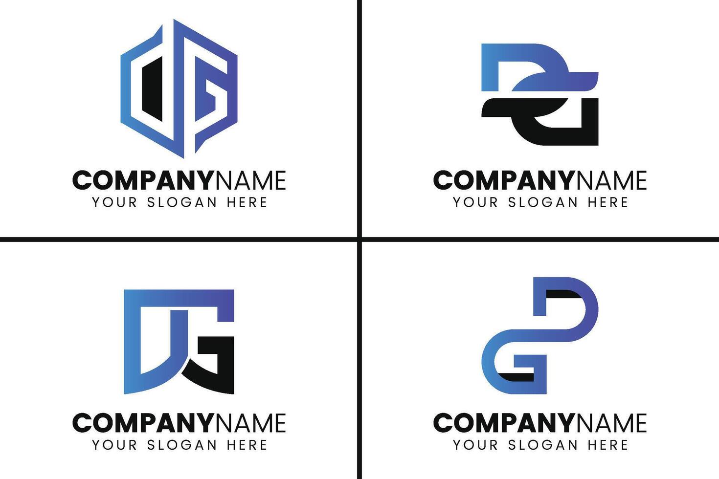 Creative monogram letter dg logo design collection vector