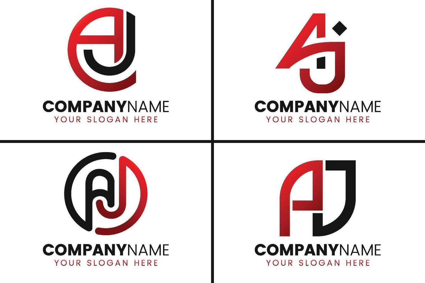 Creative monogram letter aj logo design collection vector