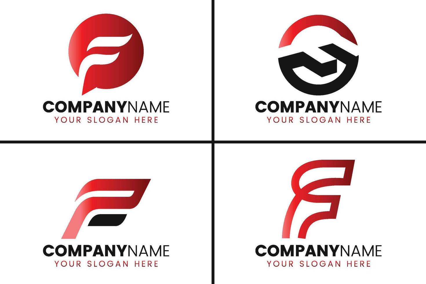 Creative monogram letter F logo design collection vector