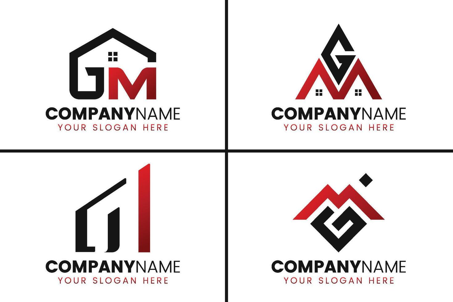 Creative monogram letter gm logo design collection vector