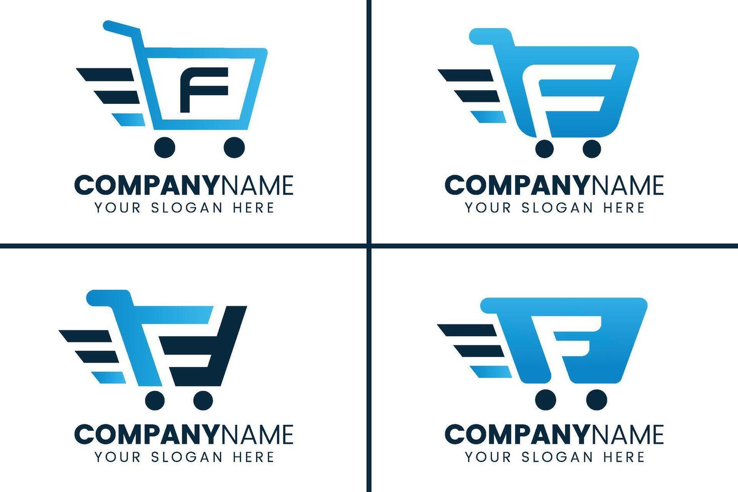 Letter F Ecommerce logo design vector